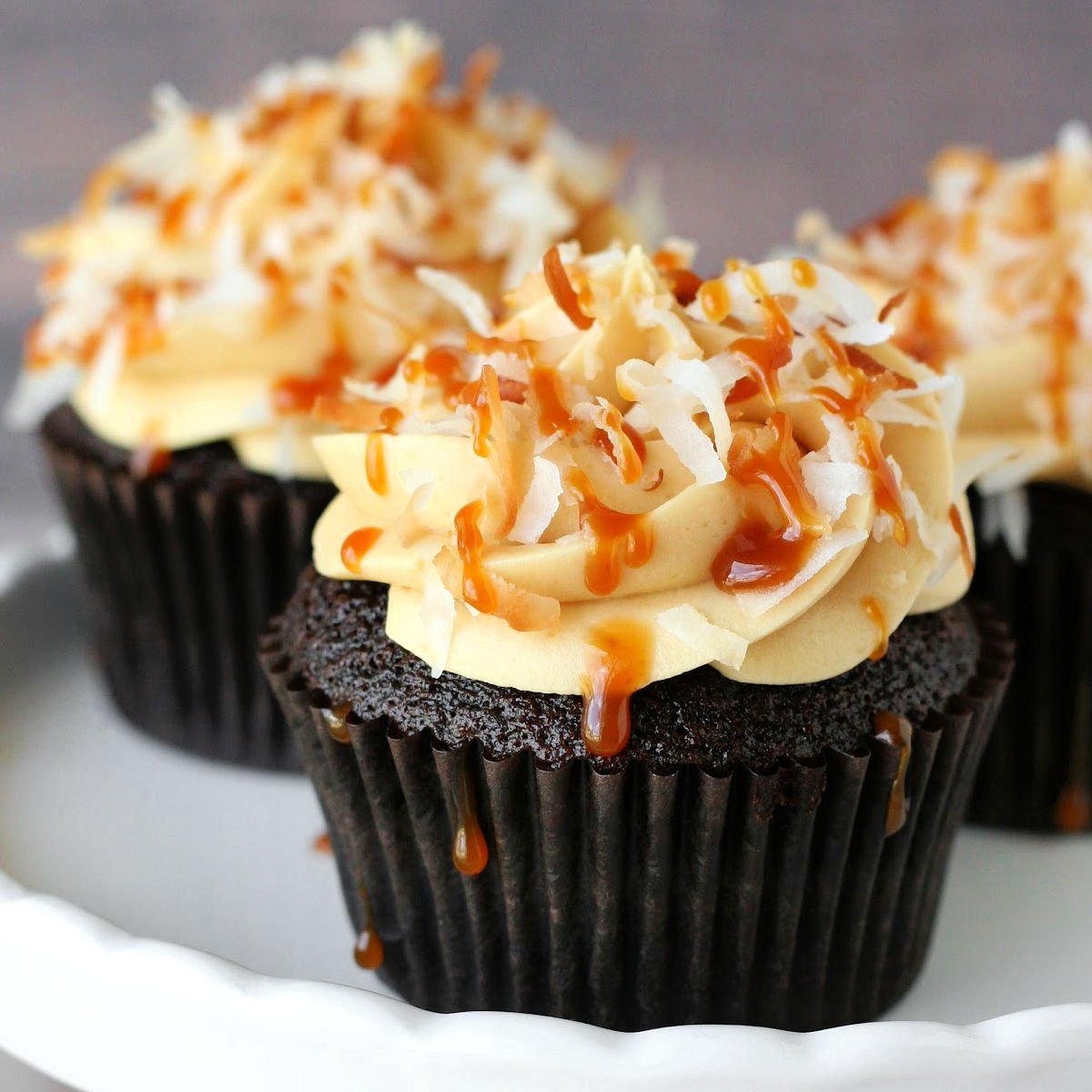 Rich Chocolate, Caramel, Coconut Samoa Cupcakes